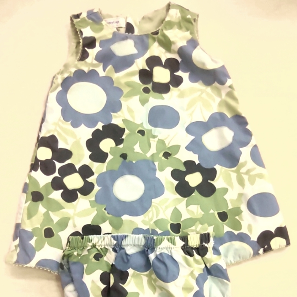 Baby Gap sleeveless floral dress with matching diaper cover size 12 - 16 months